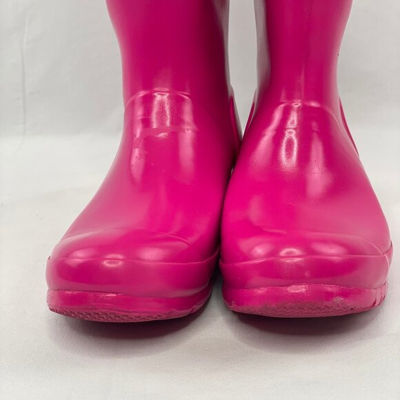 Hunter Original Kids Gloss Tall Wellington Rain Boots Pink Size Girls 6 Women 8 - Picture 7 of 13